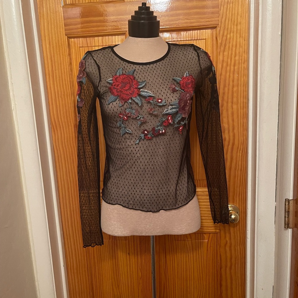 American Eagle Mesh Flower Top